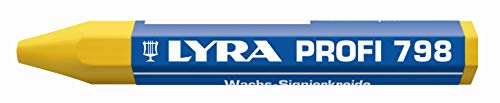 Lyra 4880007 Wachskreide, 1 Stück, gelb, Wachsstift für Holz, Metall, Stein usw, Länge 95 mm, stabil-4880007 von LYRA