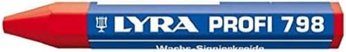 Lyra 4880017 Wachskreide, 1 Stück, rot, Wachsstift für Holz, Metall, Stein usw, Länge 95 mm, stabil-4880007 von LYRA
