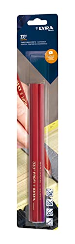 Lyra L4338005, LYRA Zimmermannstift 333® oval 24cm lang, Bleistift in Profi-Ausführung, ideal für Markierungen auf Holz, 3 Stück im Blister von LYRA