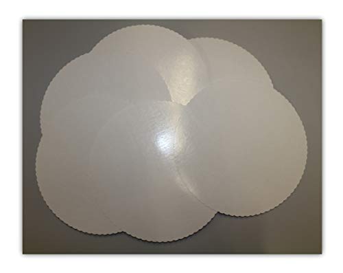 LYSCO 50 Stück Tortenuntersetzer, Pappe rund Ø 28cm weiß mit zackigem Rand Tortenplatten mit Folie beschichtet, verhindert Durchnässen von LYSCO