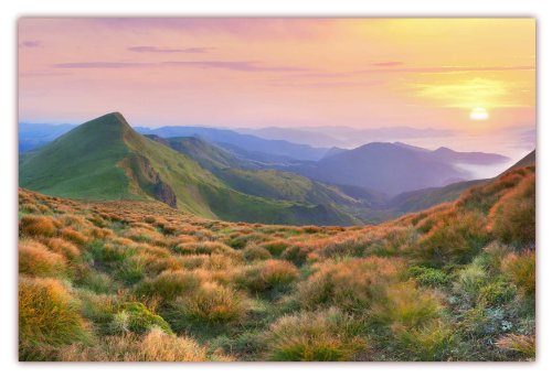 XXL Poster 100 x 70cm (F-211) wunderschöne Landschaft im Gebirge, Sonnenuntergang, weiter Blick(Lieferung gerollt!) von LYSCO