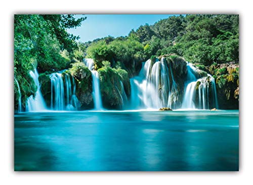 LYSCO XXL Poster 100 x 70cm (F246) Wasserfall, Wasser fliesst in tiefblauen See (Lieferung gerollt!) von LYSCO