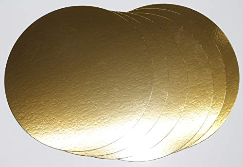 10 Stück Tortenunterlagen, Pappe rund Ø 32cm goldfarben Tortenplatten einseitig mit Folie beschichtet, verhindert Durchnässen von LYSCO
