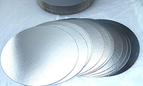 10 Stück Tortenunterlagen Tortenscheiben, Pappe rund Ø 24cm silberfarben Tortenplatten einseitig mit Folie beschichtet, verhindert Durchnässen von LYSCO