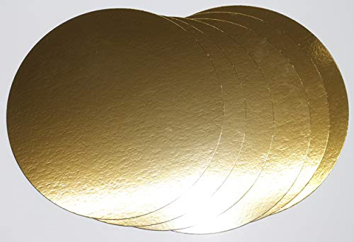 LYSCO 10 Stück Tortenunterlagen, Pappe rund Ø 28cm goldfarben Tortenplatten einseitig mit Folie beschichtet, verhindert Durchnässen von LYSCO