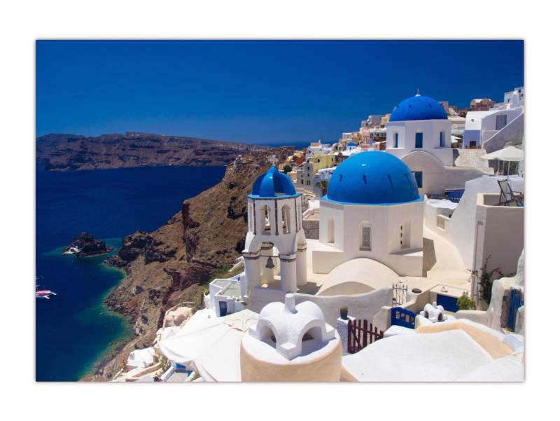 LYSCO Poster XXL 100 x 70 cm atemberaubende Orte in berühmten Städten, Küstendorf Oia auf der griechischen Insel Santorini (F-237) (DIN B1), einzigartige Ausschnitte von bekannten Sehenswürdigkieten. von LYSCO