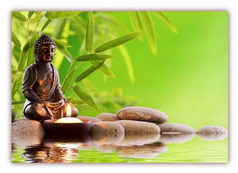 LYSCO Poster XXL 100 x 70cm Wellness mit Steinen, Mönch am Wasser(F-232) (DIN B1), Feng Shui Wandbild, Plakat (Lieferung gerollt) von LYSCO
