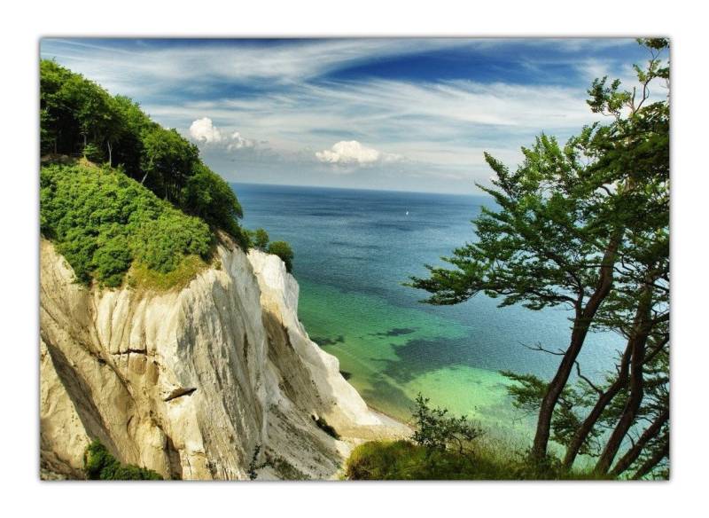 LYSCO Poster XXL Plakat Meer, Strand, Küste, Blick von Insel Rügen mit Kreidefelsen Meeresbucht Ostsee (F201) (100 x 70 cm DIN B1), Wandbild, Wandposter (Lieferung gerollt) von LYSCO