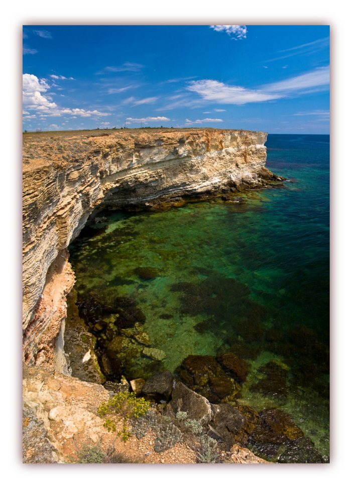 LYSCO Poster XXL Plakat Meer, Strand, Küste, Stark gezeichnete Meeresbucht mit weit ausgewaschener Felsenküste - Forces of Nature (F-227) (100 x 70 cm DIN B1), Wandbild, Wandposter (Lieferung gerollt) von LYSCO