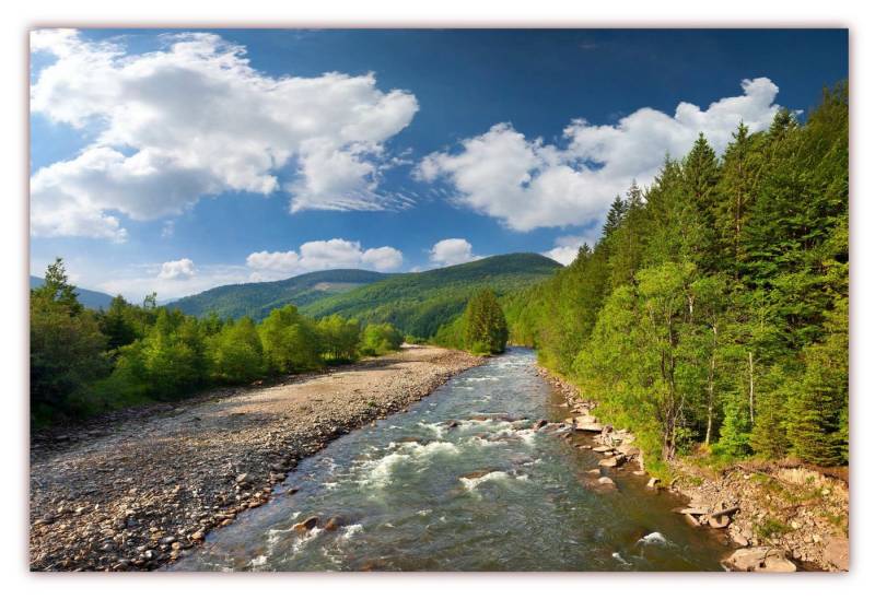 LYSCO Poster XXL Plakat Gebirge, Berglandschaft, Gebirgslandschaft mit strömendem Fluss (F-214) (100 x 70 cm DIN B1), Wandbild, Wandposter (Lieferung gerollt) von LYSCO