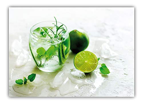 XL Poster 70 x 50cm (F-252) Küche Wasserglas mit Limette und Pfefferminze auf Eis (Plakate Lieferung gerollt!) von LYSCO
