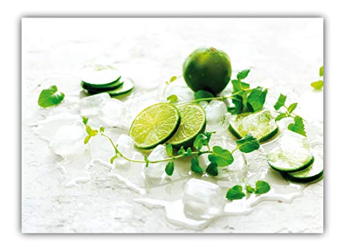 XL Poster 70 x 50cm (F-253) Küche Limette, Limettenscheiben und Pfefferminze mit Wasser auf Eis (Plakate Lieferung gerollt!) von LYSCO