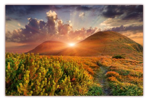 XXL Poster 100 x 70cm (F-210) Sommerlandschaft im Gebirge mit wunderschönem Sonnenschein, (Lieferung gerollt!) von LYSCO