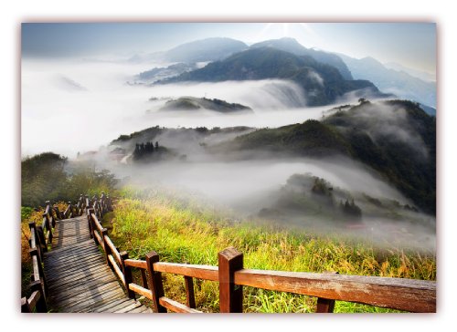 XXL Poster 100 x 70cm (S-814) Gebirgspfad ins Tal bedeckt mit imposanten Nebelschwaden (Lieferung gerollt!) von LYSCO