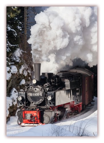 XXL Poster 100 x 70cm (S-815) Mallet Dampflok fährt durch tiefverschneite Winterlandschaft, Harzer Schmalspurbahn - Selketalbahn mit Dampflokomotive im Winter (Lieferung gerollt!) von LYSCO