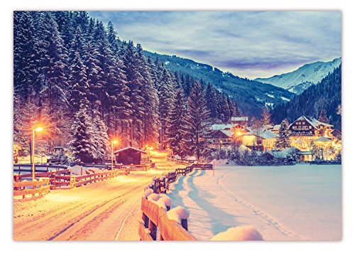 XXL Poster 100 x 70cm (S-823) Tiefverschneite Winterlandschaft mit schneebedeckten Bäumen Ortschaft im Nationalpark Hohe Tauern (Lieferung gerollt!) von LYSCO