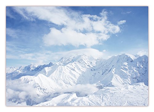 XXL Poster 100 x 70cm (S-827) Bergipfel von Schnee bedeckt unter blauem Himmel (Lieferung gerollt!) von LYSCO