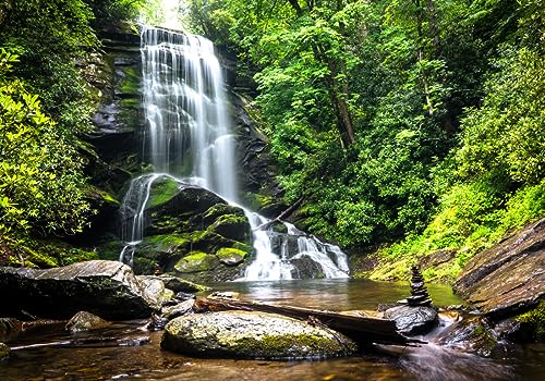 LYSCO XXL Poster 100 x 70cm (S-834) Wasserfall im Gebirge Wasser fliesst über Steine in grünem Wald (Lieferung gerollt!) von LYSCO