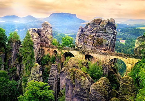 XXL Poster 100 x 70cm (S-843) Bastei im Elbsandsteingebirge in der Sächsischen Schweiz bei Sonnenenschein (Lieferung gerollt!) von LYSCO