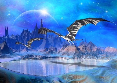 XXL Poster 100 x 70cm (S801) Dragons Fantasy World (Lieferung gerollt!) von LYSCO
