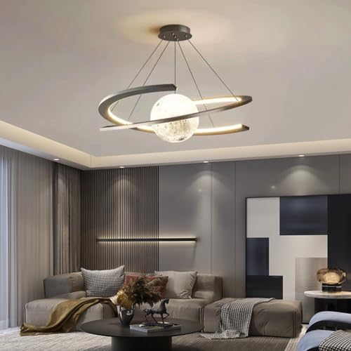 LYSDjia Kronleuchter Dimmbar Modern LED Ring Design Kreative Pendelleuchte Wohnzimmer Große Dekorative Hängelampe Höhenverstellbar Schlafzimmerlampe Geeignet Für Restaurant Küche Arbeitszimmer Beleuch von LYSDjia