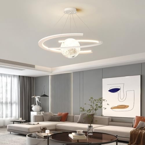 LYSDjia Kronleuchter LED Kinderzimmer Modern 65W Space Star Hängelampe Dimmbar Pendelleuchte Acryl Planet Erde Ball Kunst Home Decor Fantasy Interior Kinderbeleuchtung Cartoon Deckenleuchte(Color:A St von LYSDjia