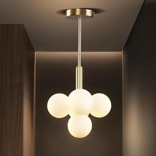 LYSDjia Kronleuchter Modern Globe Gold Glasform Sputnik Deckenleuchte Mid Century Bubble Esszimmer Pendelleuchte Hängende Messingfarbe Inselleuchte für Küche Schlafzimmer Eingangsbereich über dem Tisc von LYSDjia