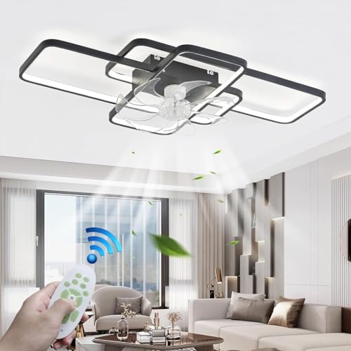 LYSDjia LED Deckenleuchte Mit Ventilator Fernbedienung Und APP Leise 80W geometrische Deckenventilator Mit Beleuchtung Dimmbare Deckenlampe Timer Lampe Mit Ventilator Für Schlafzimmer Wohnzimmer Esszi LYSDjia LED Deckenleuchte Mit Ventilator Fernbedienung Und APP Leise 80W geometrische Deckenventilator Mit Beleuchtung Dimmbare Deckenlampe Timer Lampe Mit Ventilator Für Schlafzimmer Wohnzimmer Esszi von LYSDjia