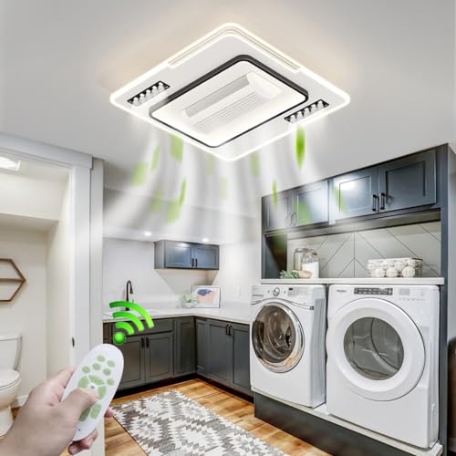 LYSDjia Ventilator Kronleuchter LED Deckenventilator mit Beleuchtung Flügelloser Ventilator 6 Geschwindigkeiten Deckenventilator mit Lampe moderner Ventilator mit Licht für Schlafzimmer Küche Wohnzimm von LYSDjia