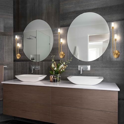 LYSDjia Wandleuchte Beleuchtung Schminktischlampe nordischer Stil Moderne goldene Wandlampe kreative 2 Licht Wandlampe mit Glasschirm Schlafzimmer Wohnzimmer Nachttisch Badezimmer Flur Wandleuchte (C von LYSDjia