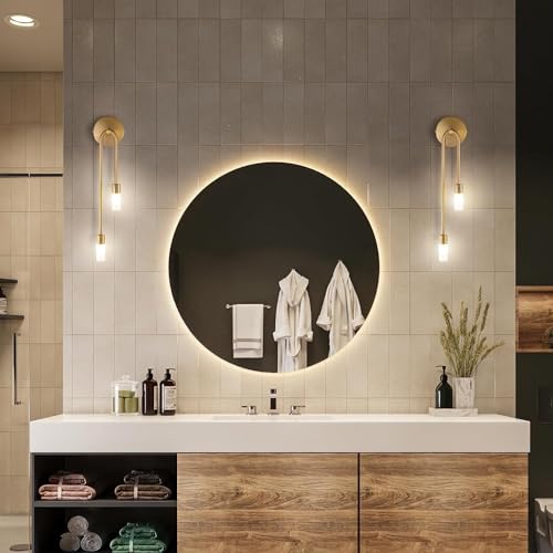 LYSDjia Wandleuchte Beleuchtung Schminktischlampe nordischer Stil Moderne goldene Wandlampe kreative 2 Licht Wandlampe mit Glasschirm Schlafzimmer Wohnzimmer Nachttisch Badezimmer Flur Wandleuchte (C von LYSDjia