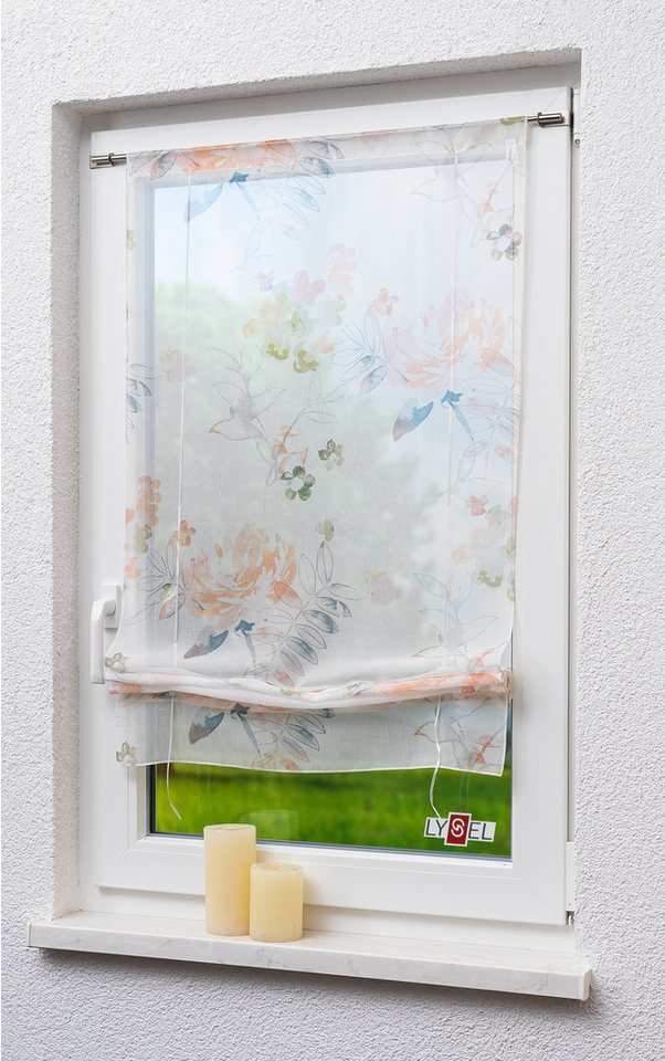 LYSEL® Raffrollo Aquarellblumen, HxB 135x60cm von LYSEL®