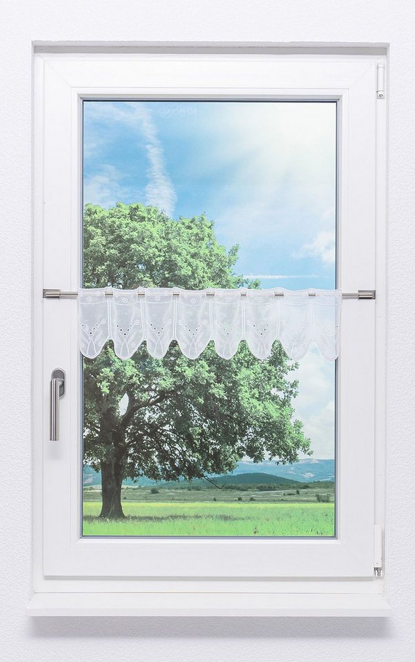 LYSEL® Scheibengardine Blümchenpaar, (1 St), transparent, HxB 15x42.8cm von LYSEL®