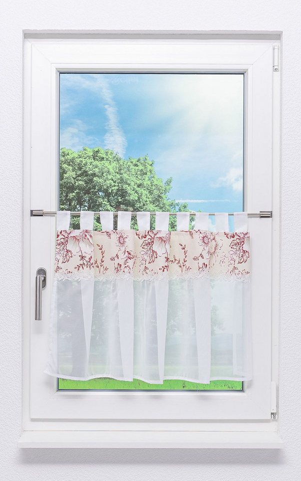 LYSEL® Scheibengardine Blumengarten, (1 St), transparent, HxB 48x140cm von LYSEL®