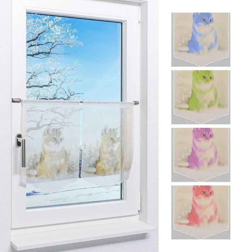 Scheibengardine SET Scheibenhänger Katze im Schnee, LYSEL®, (1 St), transparent, HxB 45x30cm von LYSEL®