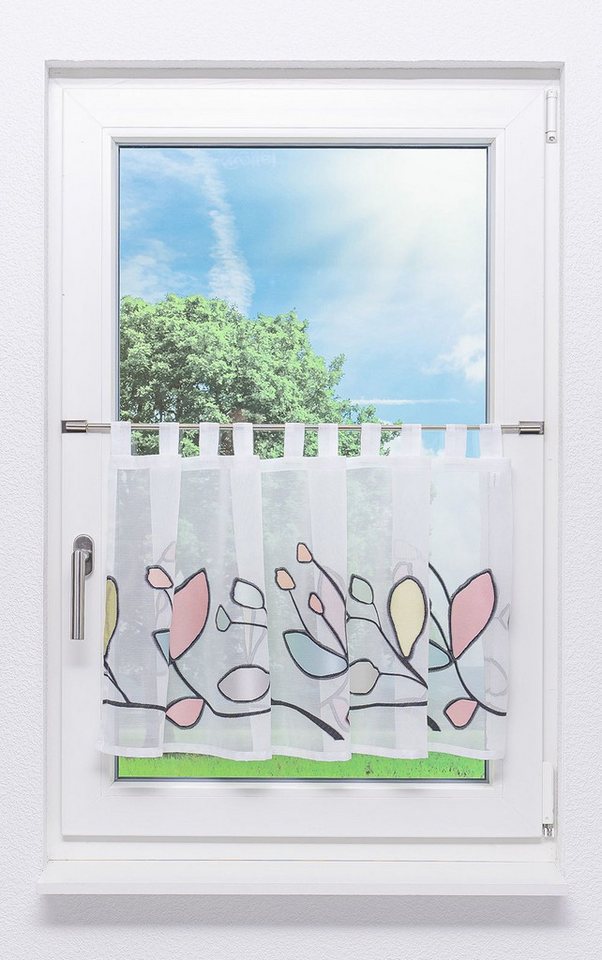 LYSEL® Scheibengardine Blütenfreude, (1 St), transparent, HxB 50x140cm von LYSEL®