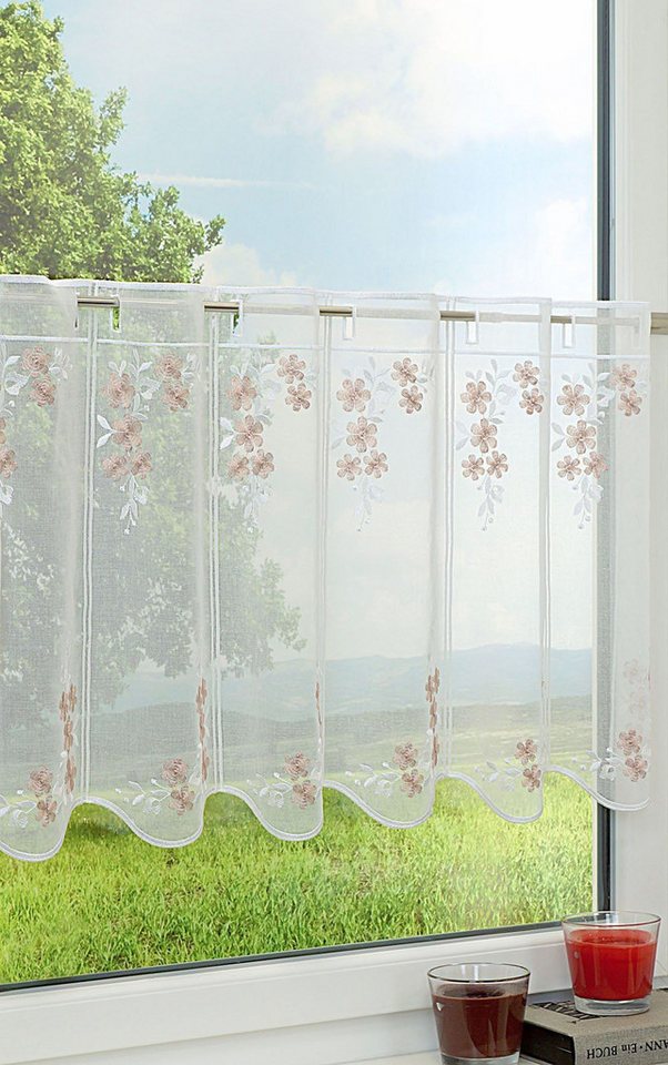 LYSEL® Scheibengardine Blütenranken, (1 St), transparent, HxB 45x96cm von LYSEL®