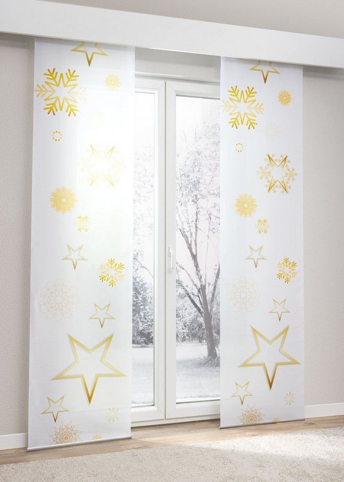 LYSEL® Schiebegardine Weihnachtssterne (1 St), halbtransparent, HxB 245x60cm von LYSEL®