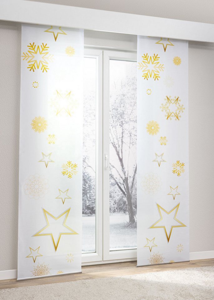 LYSEL® Schiebegardine Weihnachtssterne (1 St), halbtransparent, HxB 245x60cm von LYSEL®