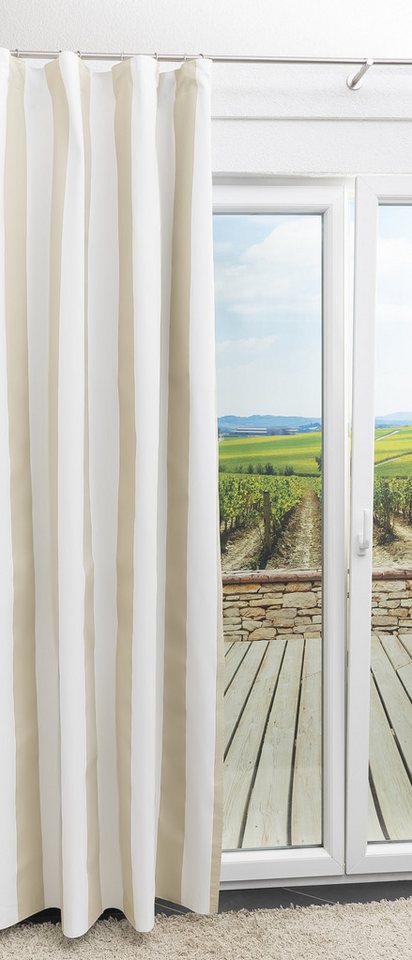 LYSEL® Verdunkelungsvorhang Thermoschal Verdunklung gestreift Beige (1 St), abdunkelnd, HxB 245x140cm von LYSEL®