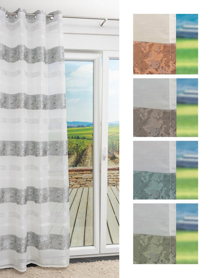 Vorhang Ösenschal Camouflagestreifen, LYSEL®, (1 St), halbtransparent, HxB 245x140cm von LYSEL®