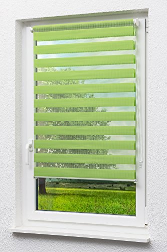 LYSEL Doppelrollo Breite 90cm, Höhe 150cm mit Trägerprofil, Farbe: apfelgrün, Befestigungsmaterial zum Klemmen und Schrauben inklusive von LYSEL