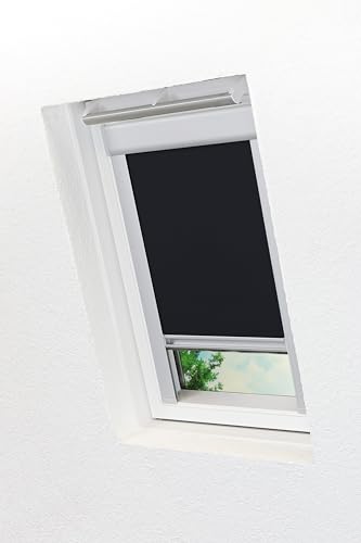 LYSEL - Qualitätsdachfensterrollo abdunkelnd schwarz Rollo geeignet für Velux Dachfenster PK10, PK19 Oben, (B x H) 77.50cm x 141.70cm in schwarz von LYSEL