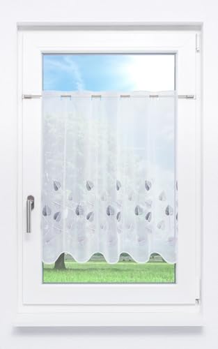 LYSEL Scheibengardine Designblätter (Bx H) 64cm * 70cm Grau/Grau von LYSEL