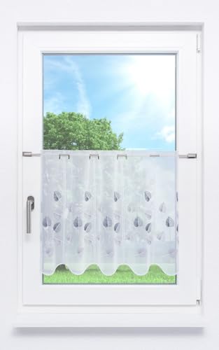 LYSEL Scheibengardine Designblätter (Bx H) 80cm * 50cm Grau/Grau von LYSEL