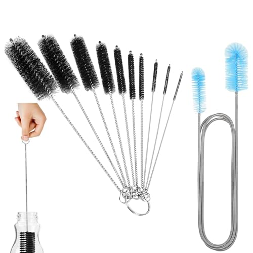 11 Stück Kleine Reinigungsbürste Set,155 cm Doppelendige Flexible Rohrbürste, Multifunktional und Effizient Mini Bürste Rohrbürste,Bürsten Mini für Dünn Zwischenräume Strohhalm(Blau,Schwar von LYSHOOCE