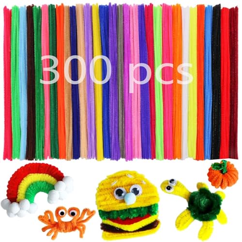 300 Stück pfeifenreiniger bunt,Pfeifenputzer Bunt Zum Herstellen mehrerer Farben,Biegeplüsch Basteldraht 30cm,für Kreative DIY-Projekte und Basteldeko für Kinder von LYSHOOCE