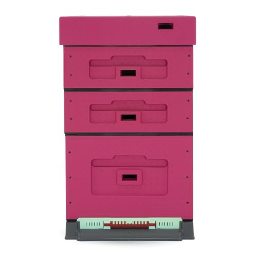 LYSON Bienenstock Styropor Dadantbeute Dadant Blatt Beute OPTIMA Bienenstock-Set mit niedrigem Varroa-Kunststoffboden (ROSA) für die Selbstmontage (Passende Rahmen: 47×43,5x30cm ; 47×43,5x15,9cm) von LYSON