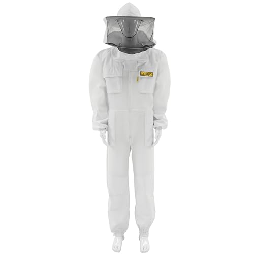 LYSON Imkeranzug aus Mesh und Baumwolle Imkeroverall mit abnehmbarem Hut belüftet Imkerbekleidung, Imkerjacke mit Reißverschluss Grösse S von LYSON