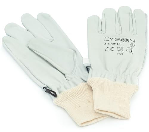 LYSON Imkerhandschuhe Kurze Handschuhe Imkerhandschuhe Leder Imkereibedarf Stichfeste Bienen Imker Imkerei Zubehör Gartenhandschuhe Weiß Größe S von LYSON